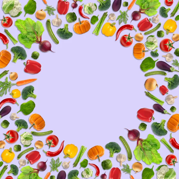 Padrão Vários Legumes Conceito Alimentação Saudável Flat Lay Com Espaço — Fotografia de Stock