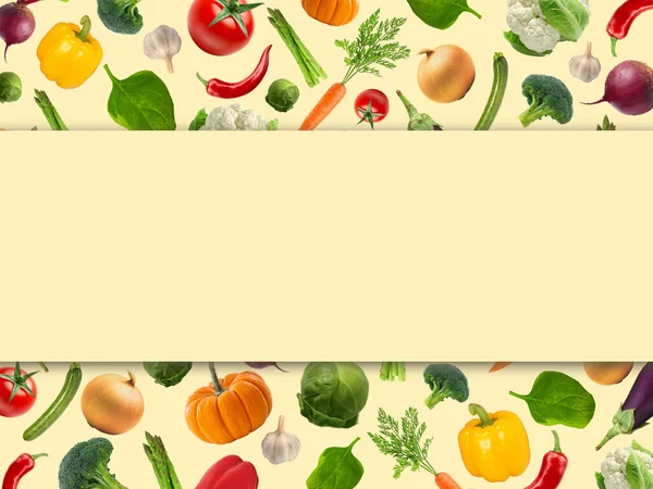 Pattern Various Vegetables Healthy Food Concept Flat Lay Copy Space — Stock Photo, Image