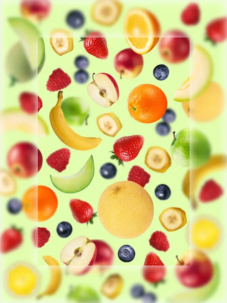 Patroon Van Verschillende Vruchten Het Concept Van Vers Rauw Voedsel — Stockfoto