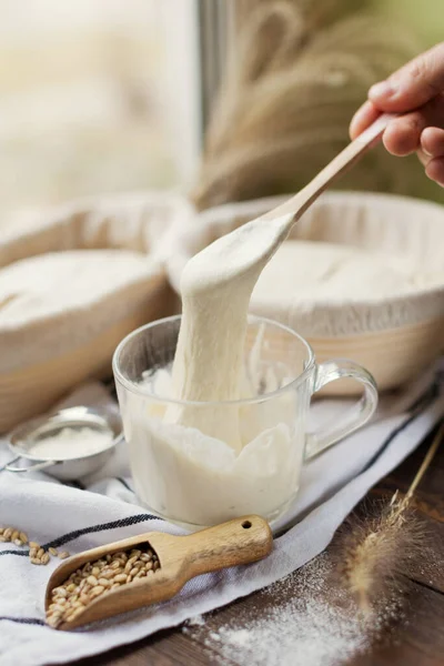 Making Homemade Artisan Sourdough Bread — Stock Photo, Image