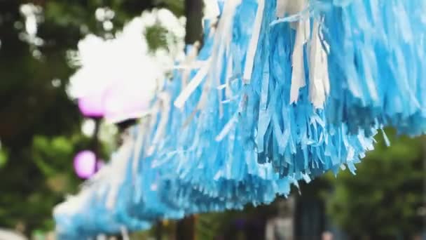 Açık Mavi Beyaz Arjantin Bayraklı Tessel Çelengi Açık Havada Bir — Stok video