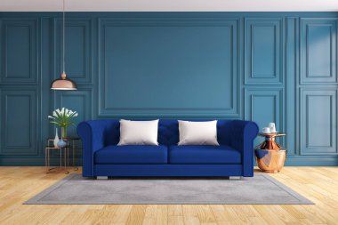 Modern ve klasik oturma odası iç tasarımı, Spring Summer House konsepti, 3D tasarım.