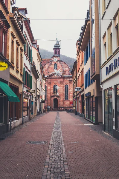 Heidelberg Tyskland Dec 2018 Gamla Katedralen Slutet Liten Smal Gammal — Stockfoto