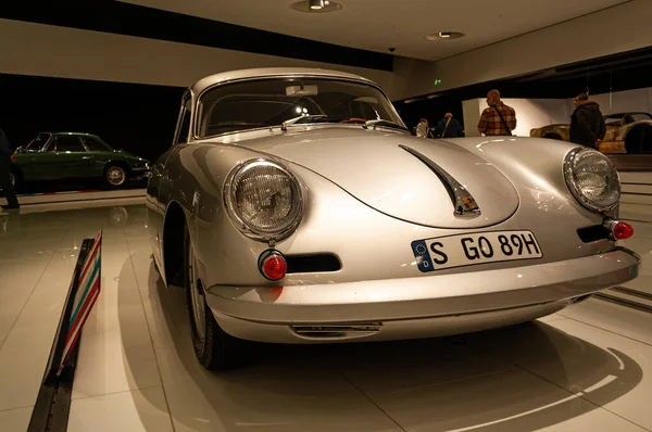 stock image Stuttgart, Germany - Dec 27, 2018 - Silver Porsche presented in the museum