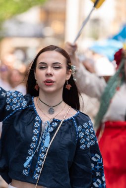 Vancouver, Kanada - 20 Mayıs 2023 - Vyshyvanka Günü üçüncü perşembe günü kutlanan uluslararası bayramdır.