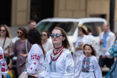 Vancouver, Kanada - 20 Mayıs 2023 - Vyshyvanka Günü üçüncü perşembe günü kutlanan uluslararası bayramdır.