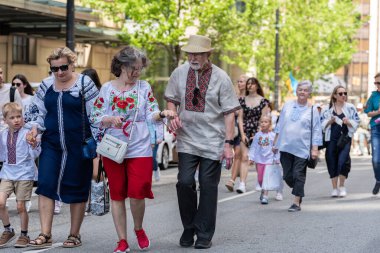 Vancouver, Kanada - 20 Mayıs 2023 - Vyshyvanka Günü üçüncü perşembe günü kutlanan uluslararası bayramdır.