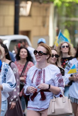 Vancouver, Kanada - 20 Mayıs 2023 - Vyshyvanka Günü üçüncü perşembe günü kutlanan uluslararası bayramdır.