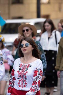 Vancouver, Kanada - 20 Mayıs 2023 - Vyshyvanka Günü üçüncü perşembe günü kutlanan uluslararası bayramdır.