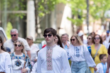 Vancouver, Kanada - 20 Mayıs 2023 - Vyshyvanka Günü üçüncü perşembe günü kutlanan uluslararası bayramdır.