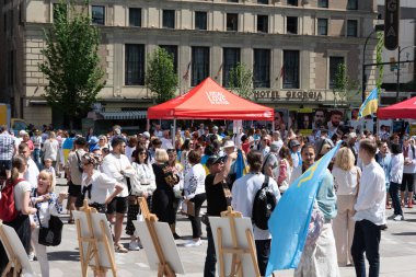 Vancouver, Kanada - 20 Mayıs 2023 - Vyshyvanka Günü üçüncü perşembe günü kutlanan uluslararası bayramdır.