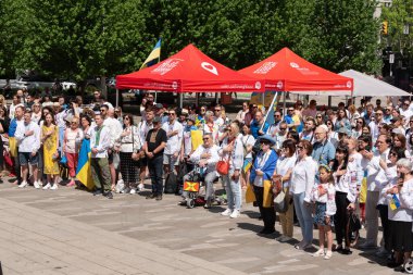 Vancouver, Kanada - 20 Mayıs 2023 - Vyshyvanka Günü üçüncü perşembe günü kutlanan uluslararası bayramdır.