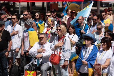 Vancouver, Kanada - 20 Mayıs 2023 - Vyshyvanka Günü üçüncü perşembe günü kutlanan uluslararası bayramdır.