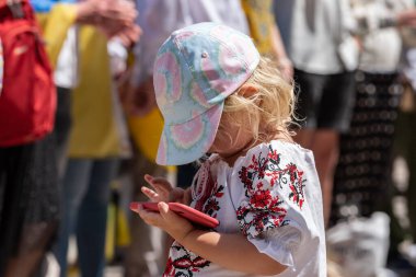 Vancouver, Kanada - 20 Mayıs 2023 - Vyshyvanka Günü üçüncü perşembe günü kutlanan uluslararası bayramdır.