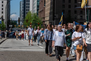Vancouver, Kanada - 20 Mayıs 2023 - Vyshyvanka Günü üçüncü perşembe günü kutlanan uluslararası bayramdır.