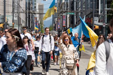 Vancouver, Kanada - 20 Mayıs 2023 - Vyshyvanka Günü üçüncü perşembe günü kutlanan uluslararası bayramdır.