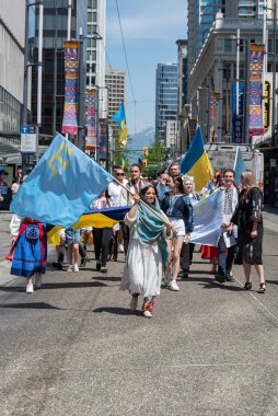 Vancouver, Kanada - 20 Mayıs 2023 - Vyshyvanka Günü üçüncü perşembe günü kutlanan uluslararası bayramdır.