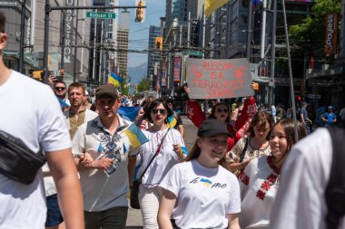 Vancouver, Kanada - 20 Mayıs 2023 - Vyshyvanka Günü üçüncü perşembe günü kutlanan uluslararası bayramdır.