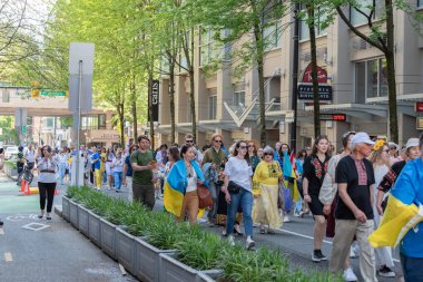 Vancouver, Kanada - 20 Mayıs 2023 - Vyshyvanka Günü üçüncü perşembe günü kutlanan uluslararası bayramdır.