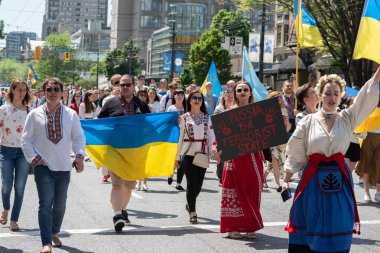 Vancouver, Kanada - 20 Mayıs 2023 - Vyshyvanka Günü üçüncü perşembe günü kutlanan uluslararası bayramdır.