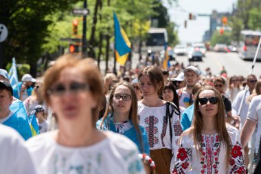 Vancouver, Kanada - 20 Mayıs 2023 - Vyshyvanka Günü üçüncü perşembe günü kutlanan uluslararası bayramdır.