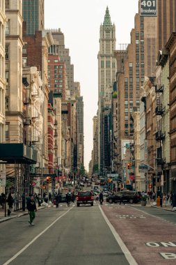 New York, US - May 7, 2023 - Busy downtown street on late afternoon