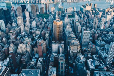 New York, ABD - 12 Mayıs 2023 - New York City Manhattan şehir merkezi hava manzarası
