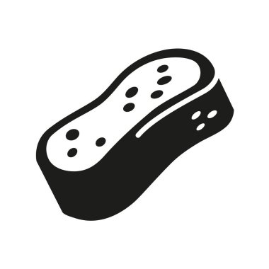 El yıkama süngeri siyah simge düz tasarım, vektör illüstrasyon düz