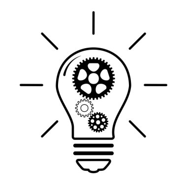 Vector innovation icon. Light bulb and gear inside. Premium quality graphic design element. Modern sign, linear pictogram, outline symbol, simple thin line icon