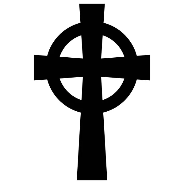 Keltische Kruis Pictogram Geïsoleerd Witte Achtergrond Vector Eenvoudig Zwart Plat — Stockvector