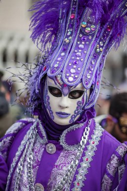 Venice, Italy - February, 2019: Carnival of Venice, typical Italian tradition and festivity with masks in Veneto.
