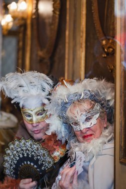 Venice, Italy - February, 2019: Carnival of Venice, typical Italian tradition and festivity with masks in Veneto.