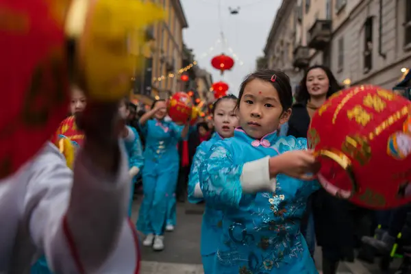 Mailand Italien 2018 Chinesisches Neujahr 2018 Chinesischen Viertel Jahr Des — Stockfoto