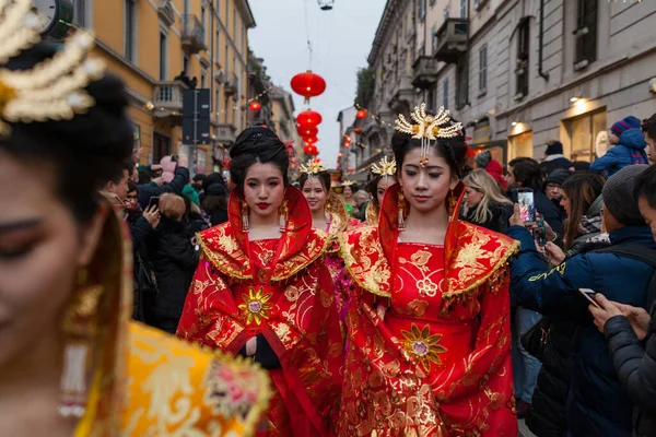 Milão Itália 2018 Ano Novo Chinês Realizado 2018 Trimestre Chinês Imagens Royalty-Free
