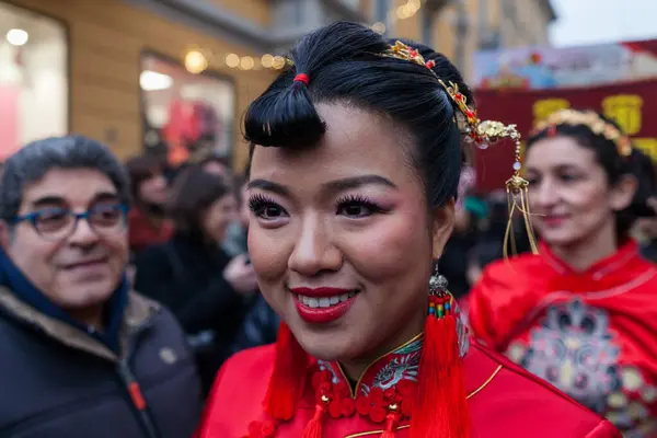 Milão Itália 2018 Ano Novo Chinês Realizado 2018 Trimestre Chinês Imagens Royalty-Free