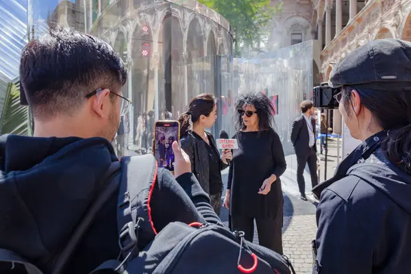 Milan Italy April 2023 Interviews Journalists Fuorisalone Event State University 图库图片