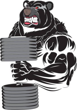 Strong and athletic bear on the work  clipart