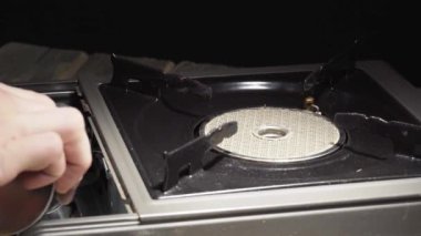 Taşınabilir gaz seramik hobi yemek, kamp, gaz silindiri, yakın çekim