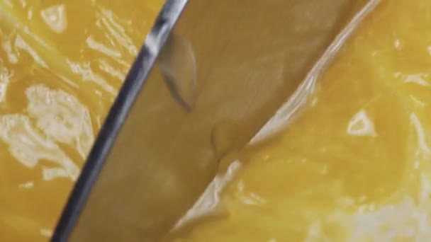 Sappige Sinaasappel Een Cut Macro Slider Shot Sneed Met Een — Stockvideo