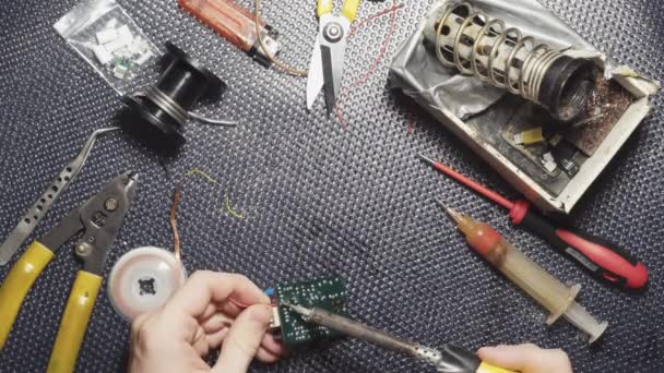 Lehim Elektroniği Lehim Macunu Teneke Kapak — Stok video