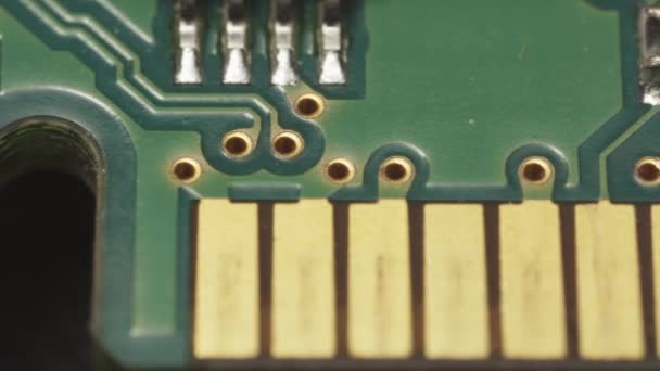 Contatos Microcircuitos Ram Computador Disparo Slides Macro — Vídeo de Stock