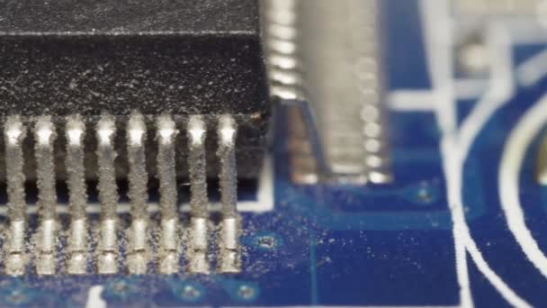 Contatos Microcircuitos Placa Mãe Computador Disparo Slides Macro — Vídeo de Stock