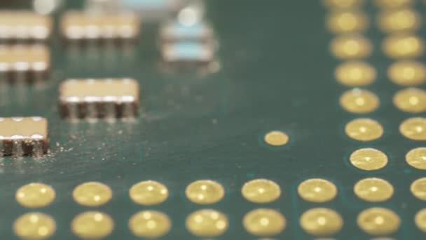 Contatos Microcircuitos Processador Computador Disparo Slides Macro — Vídeo de Stock