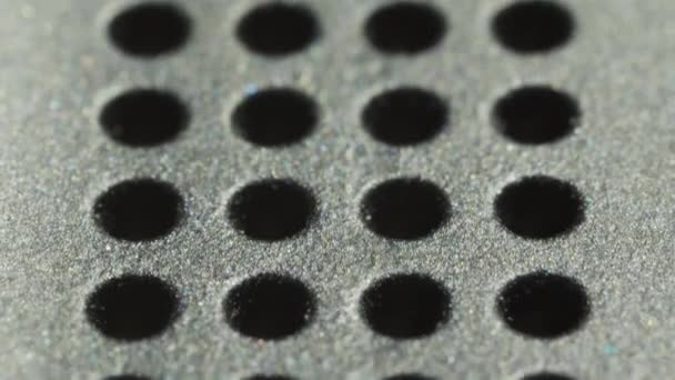 Abstraction Macro Slide Shot Black Plastic Laptop Panels Holes — Stock Video