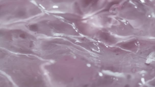 Macro Slide Shot Cosmetics Abstraction Pink Gel Surface Bubbles — Vídeo de stock