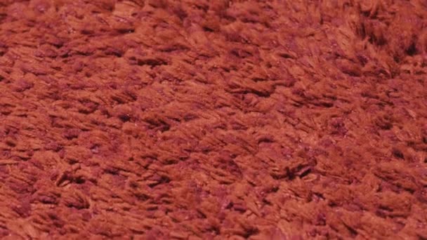 Macro Slide Shot Long Pile Red Carpet — Vídeo de stock