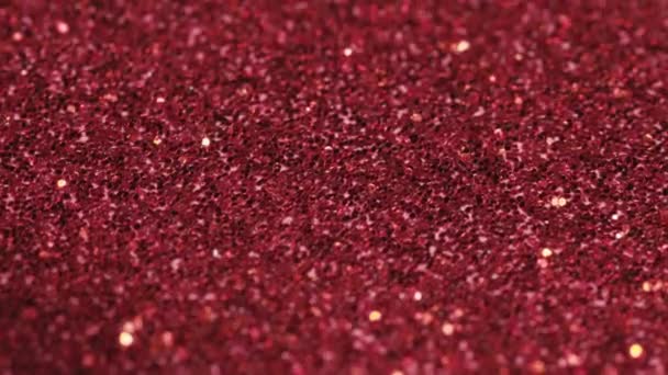 Macro Slide Shot Small Red Sequins Shimmer Light — Stock Video