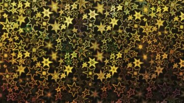 Altın yıldızlar farklı tonlarda parıldıyor, yıldızlı bokeh, arka plan