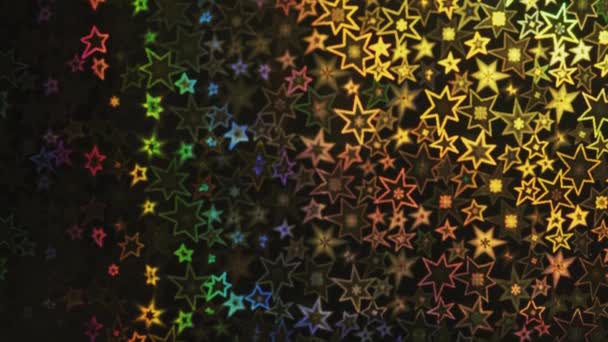 Slide Shot Golden Stars Snowflakes Shimmer Blink — Vídeos de Stock
