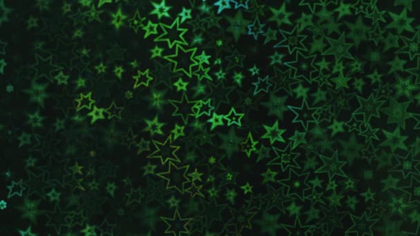 Green Stars Shimmer Different Shades Starry Bokeh Background — Vídeo de stock